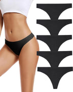 VOENXE Perizoma Mutande Donna Senza Cuciture,Slip Tanga Brasiliana Microfibra,Mutanda Taglio Laser,Seamless Women Thong,Invisibili Intimo Underwear Panties,Perizomi Vita Media Multipack,Pacco da 5