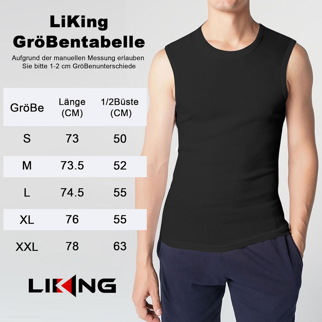 LiKing Pacco da 3/6 Canotta Uomo,100% Cotone,Tank Top Sportive Allenamento Canotte Elasticizzato Stringer Vest,Senza Maniche,con Scollo Rotondo,Casual Canotte estive Smanicato Uomo