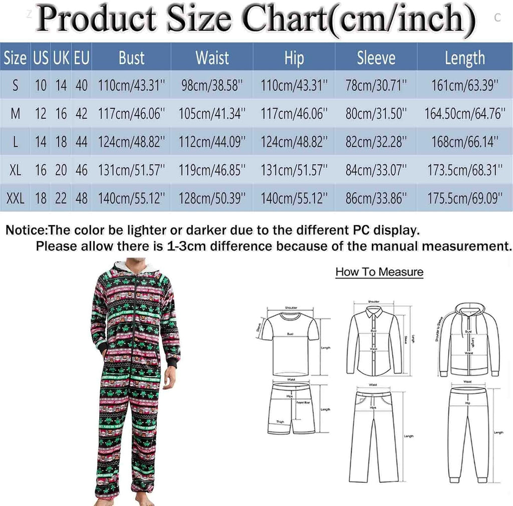 Tutina natalizia da uomo, in flanella, in pile, per la casa, alla moda, a maniche lunghe, pigiama intero invernale, imbottito, termico, per la casa, biancheria da notte