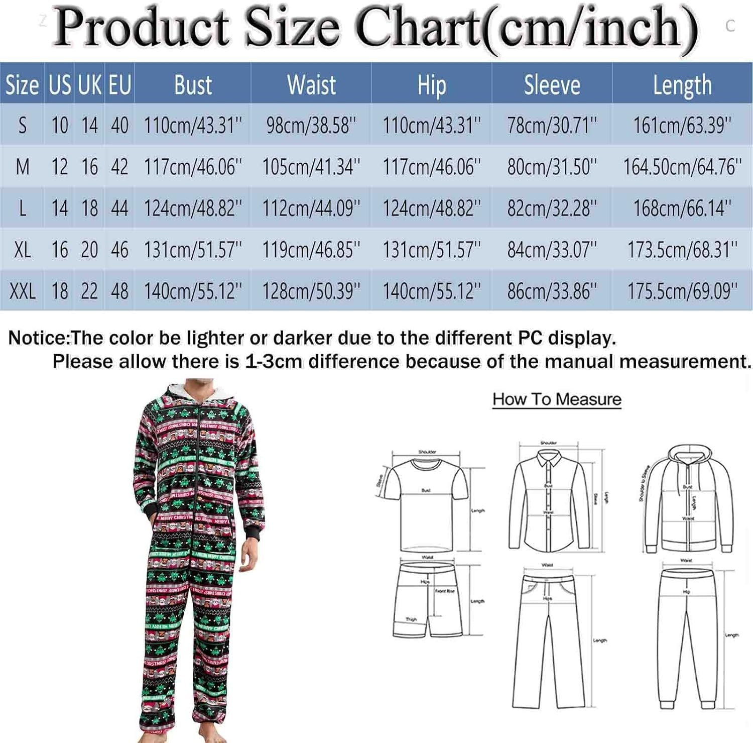 Tutina natalizia da uomo, in flanella, in pile, per la casa, alla moda, a maniche lunghe, pigiama intero invernale, imbottito, termico, per la casa, biancheria da notte