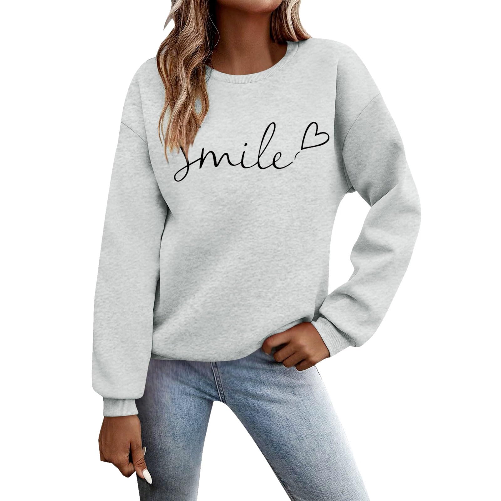 Felpa Donna - Felpa con Lettere Stampato Maniche Lunghe Girocollo Maglione Autunno Inverno Donna Lettere Stampato Comodo Casual Top Sportivo Streetwear Top