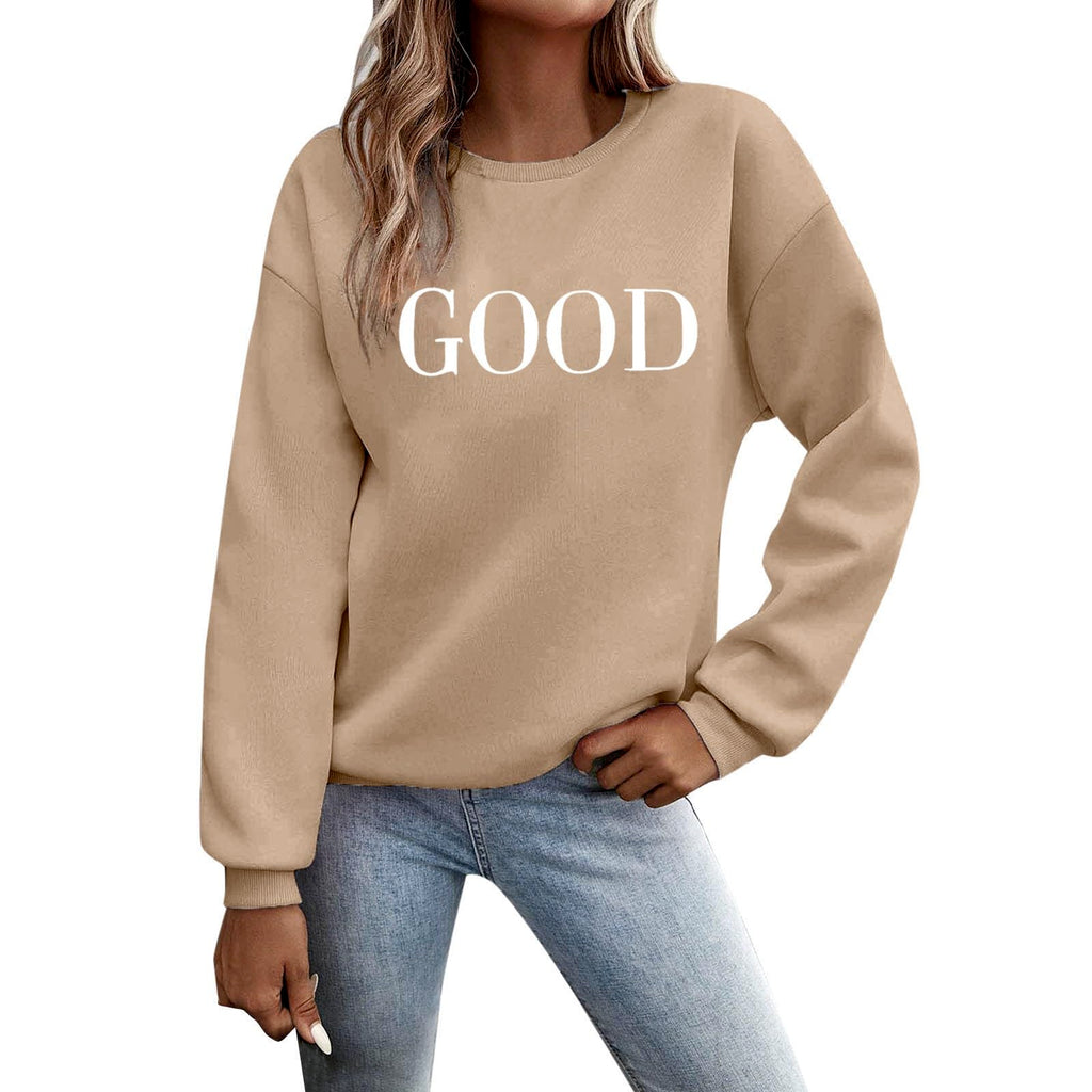 Felpa Donna - Felpa con Lettere Stampato Maniche Lunghe Girocollo Maglione Autunno Inverno Donna Lettere Stampato Comodo Casual Top Sportivo Streetwear Top