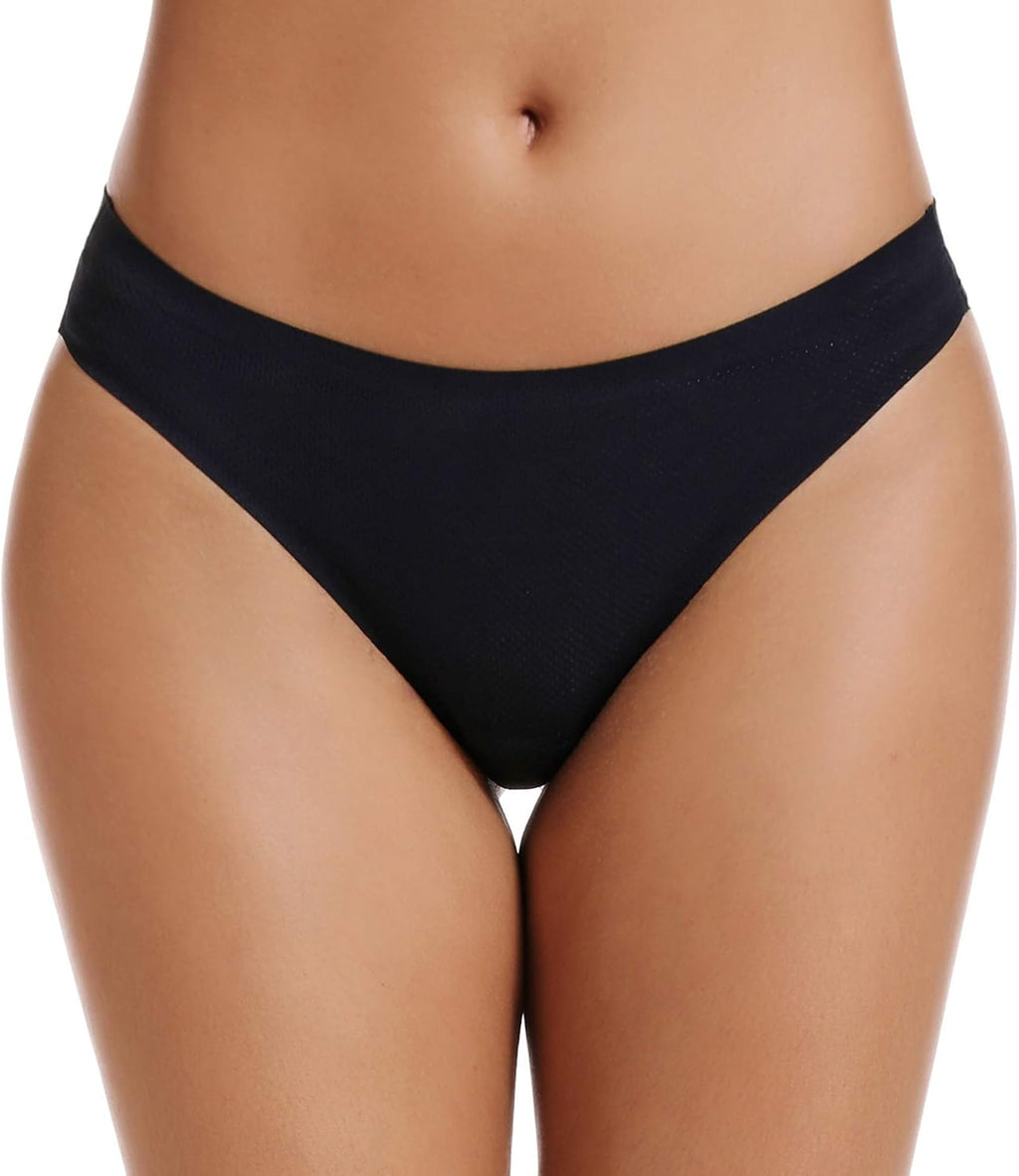VOENXE Perizoma Mutande Donna Senza Cuciture,Slip Tanga Brasiliana Microfibra,Mutanda Taglio Laser,Seamless Women Thong,Invisibili Intimo Underwear Panties,Perizomi Vita Media Multipack,Pacco da 5