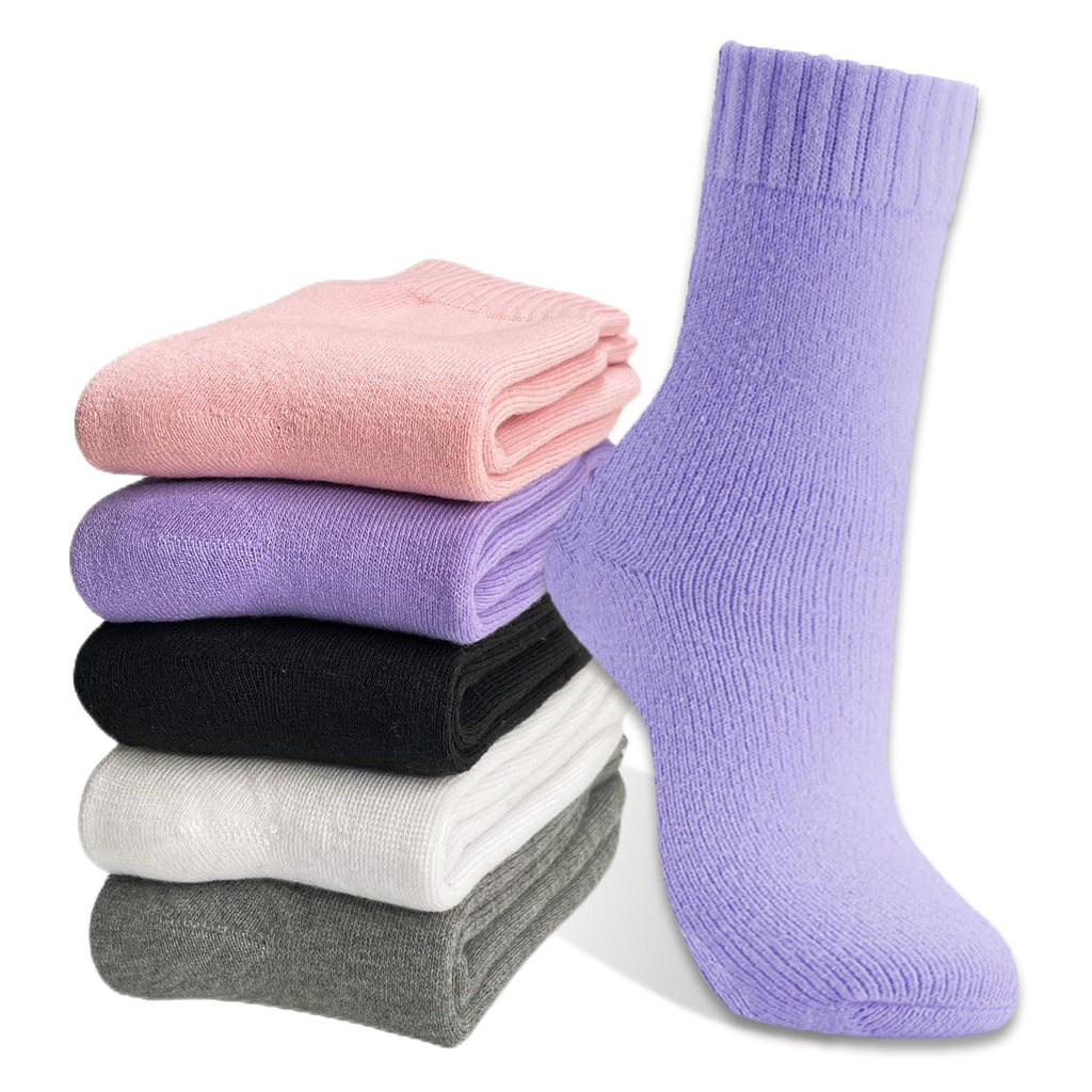Hocerlu Calze Termiche Donna, 5 Paia Calzini Calde Invernali Donna, Calzettoni Termici Spugna Morbidi Comodi, Per Passeggiate Escursioni Lavoro Regali, Taglia 35-42