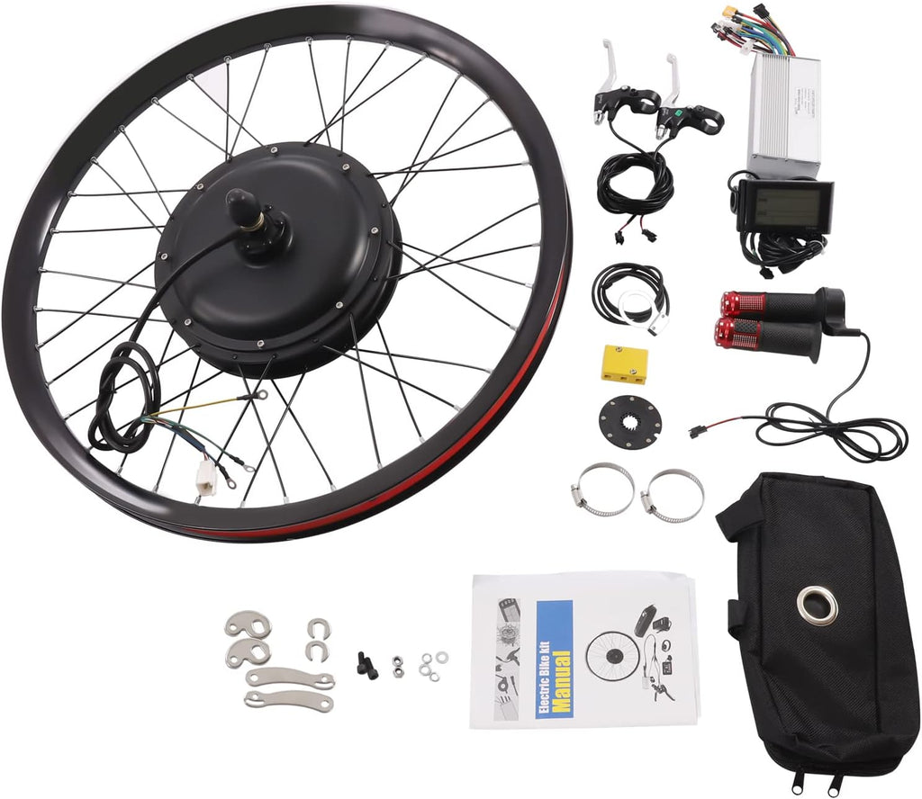 Kit motore ruota posteriore 72V 2000W Kit di conversione per bicicletta elettrica da 26" con display LCD/controller/volano a 9 velocità, kit di conversione motore mozzo ruota posteriore per bici elett