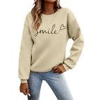 Felpa Donna - Felpa con Lettere Stampato Maniche Lunghe Girocollo Maglione Autunno Inverno Donna Lettere Stampato Comodo Casual Top Sportivo Streetwear Top