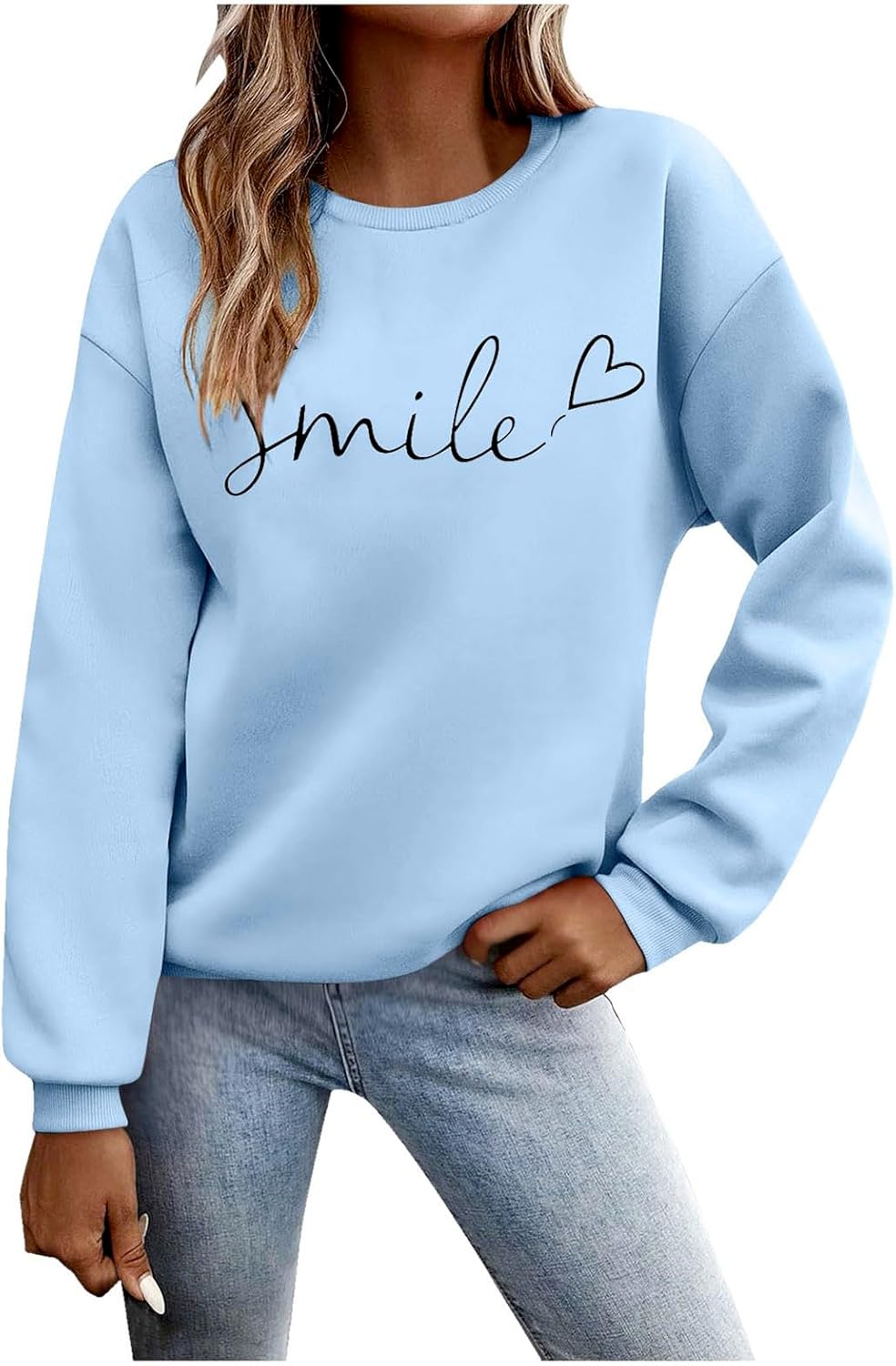 Felpa Donna - Felpa con Lettere Stampato Maniche Lunghe Girocollo Maglione Autunno Inverno Donna Lettere Stampato Comodo Casual Top Sportivo Streetwear Top