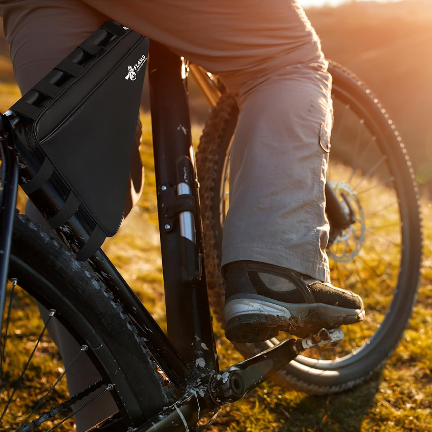 FLASLD Borsa a tracolla ignifuga per batteria di scooter elettrico, Borsa per batteria di ebike, Borsa per sella di bicicletta elettrica (Borsa da telaio triangolare - 39x34x26x8 cm)
