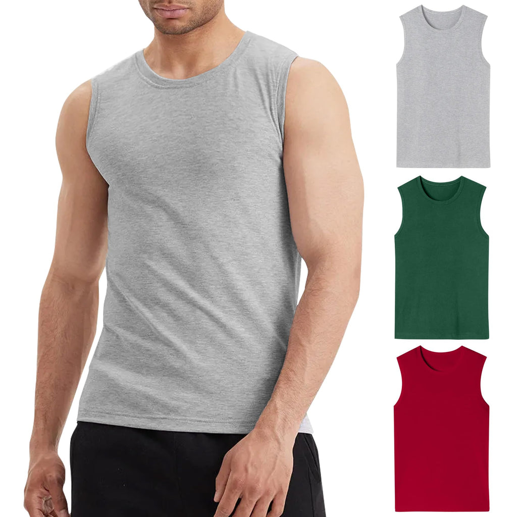 LiKing Pacco da 3/6 Canotta Uomo,100% Cotone,Tank Top Sportive Allenamento Canotte Elasticizzato Stringer Vest,Senza Maniche,con Scollo Rotondo,Casual Canotte estive Smanicato Uomo