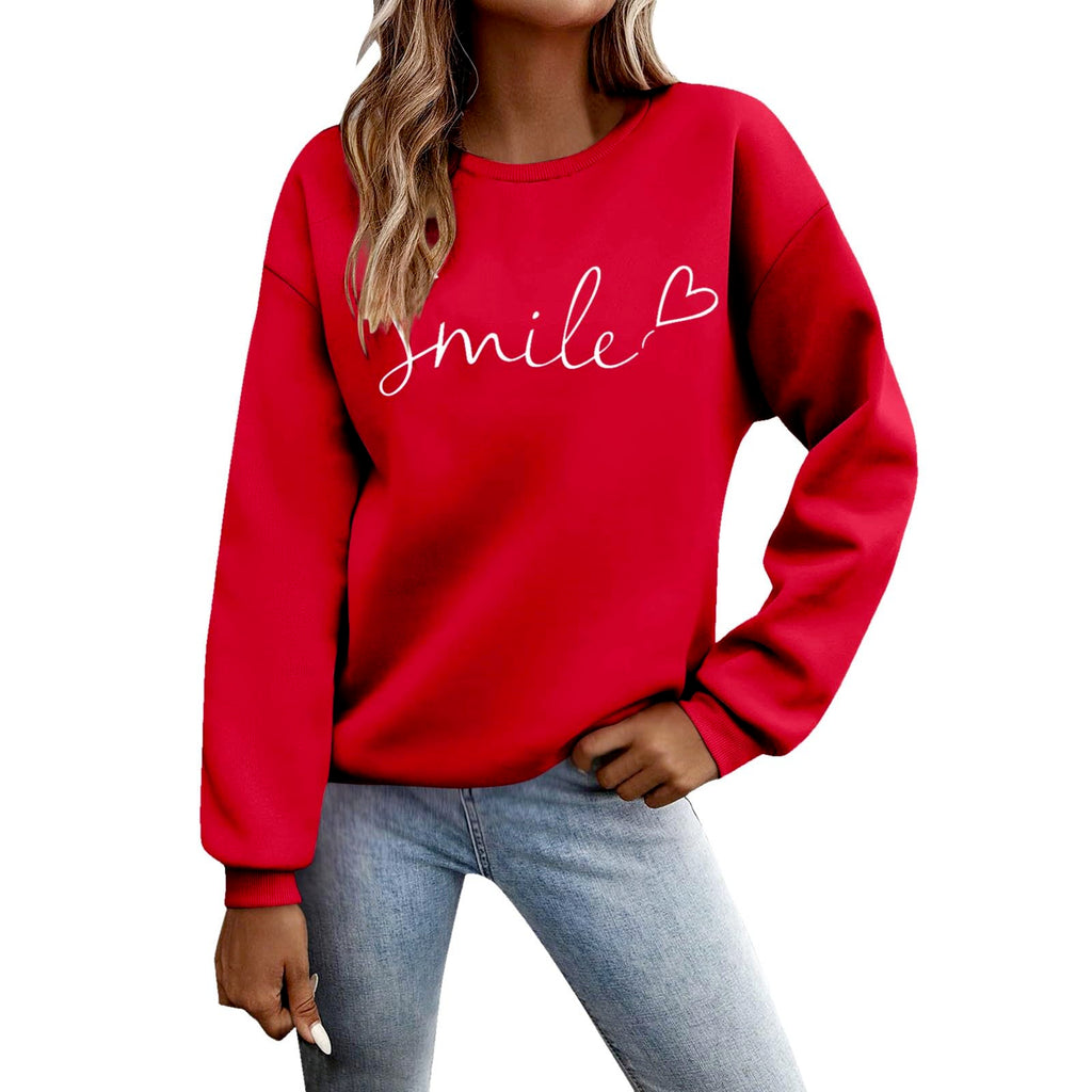 Felpa Donna - Felpa con Lettere Stampato Maniche Lunghe Girocollo Maglione Autunno Inverno Donna Lettere Stampato Comodo Casual Top Sportivo Streetwear Top
