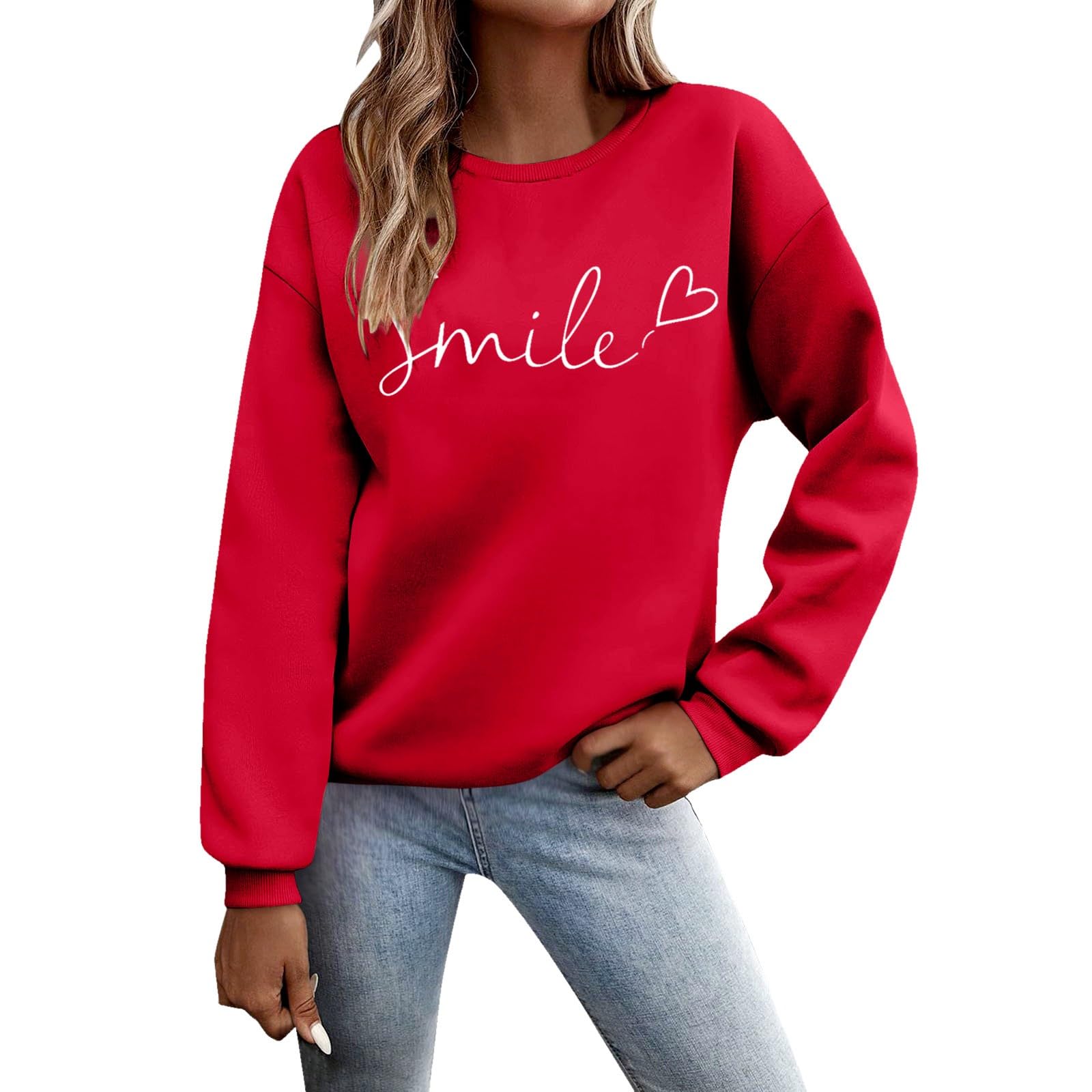 Felpa Donna - Felpa con Lettere Stampato Maniche Lunghe Girocollo Maglione Autunno Inverno Donna Lettere Stampato Comodo Casual Top Sportivo Streetwear Top
