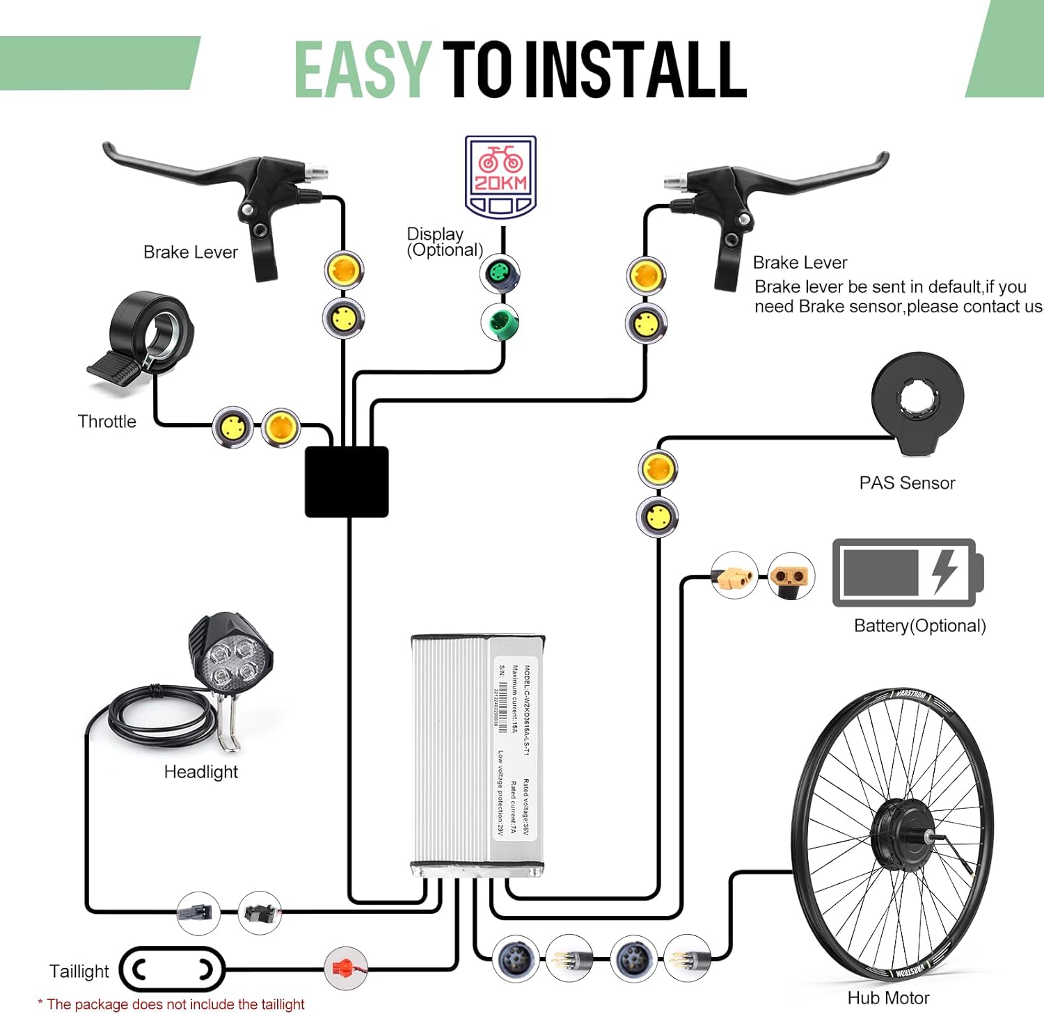 BAFANG Ruota Posteriore 500W 48V Kit Motore Bici Elettrica con Ruota da 26/27,5/28 Pollici 700C, Brushless Geared G020 per Mozzo, Kit Mozzo Posteriore con LCD Display DZ40