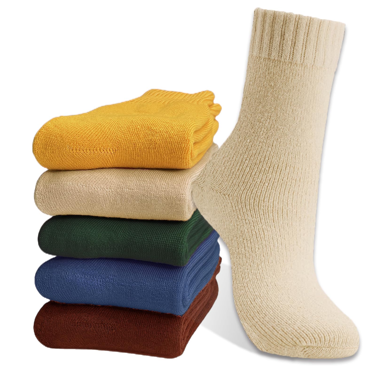 Hocerlu Calze Termiche Donna, 5 Paia Calzini Calde Invernali Donna, Calzettoni Termici Spugna Morbidi Comodi, Per Passeggiate Escursioni Lavoro Regali, Taglia 35-42