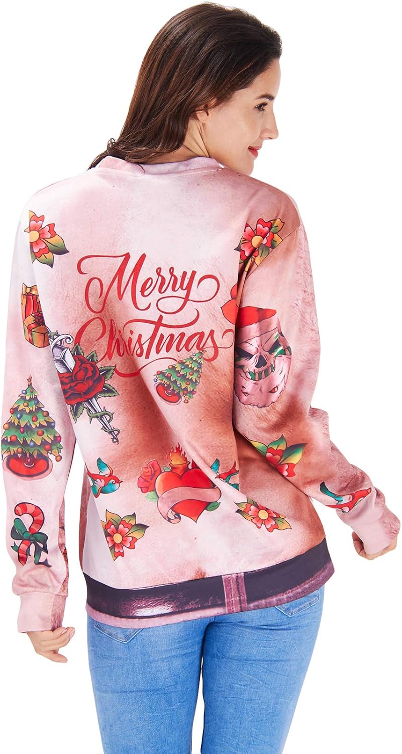 RAISEVERN Natale Felpe a Maglia Uomo Ugly Funny Manica Lunga Brutto Christmas Pullover, S-XXL