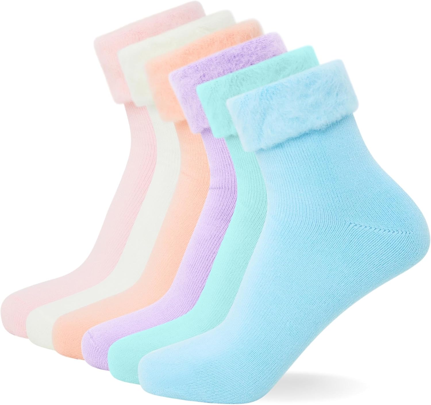FM London confezione da 6, calzini termici super morbidi da donna in colori pastello (taglie: UK 4-8)