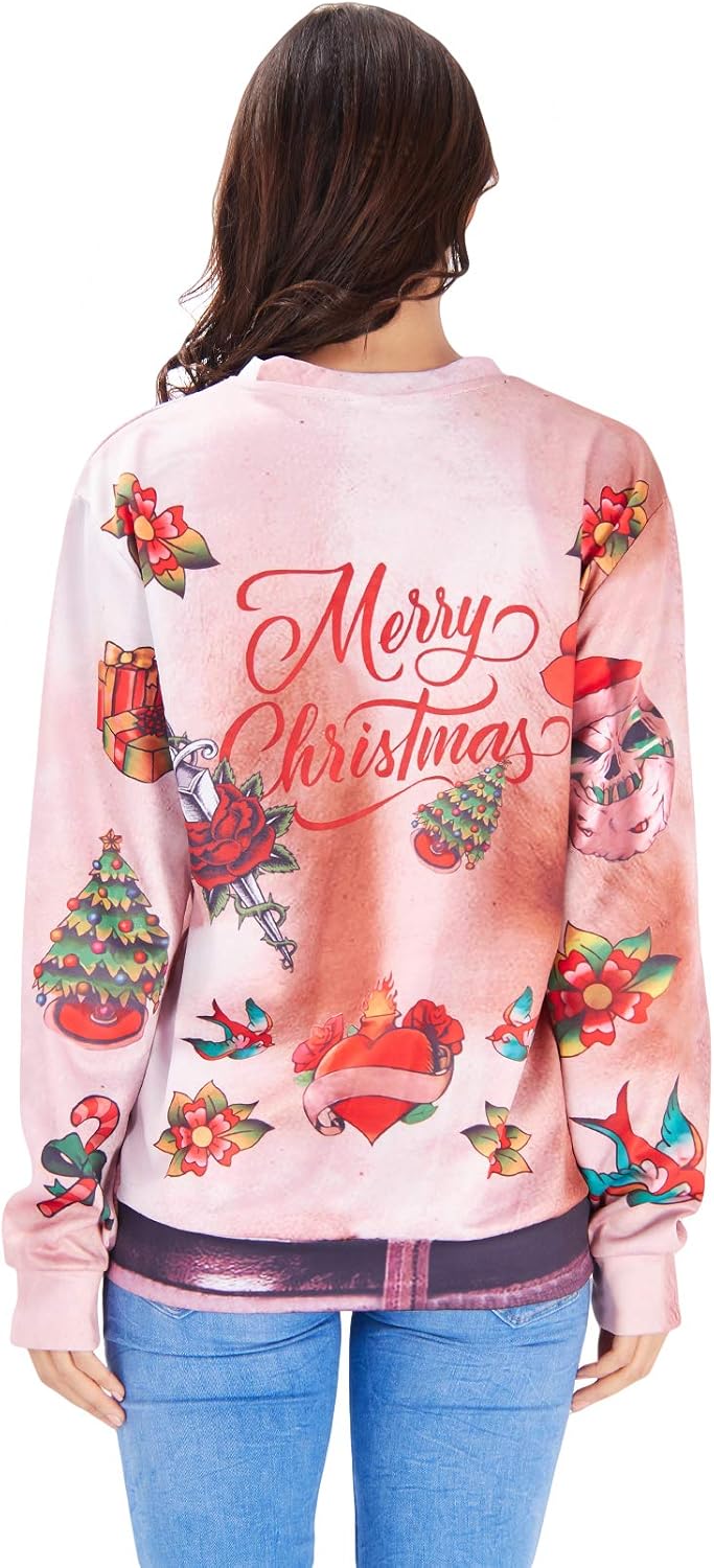 RAISEVERN Natale Felpe a Maglia Uomo Ugly Funny Manica Lunga Brutto Christmas Pullover, S-XXL