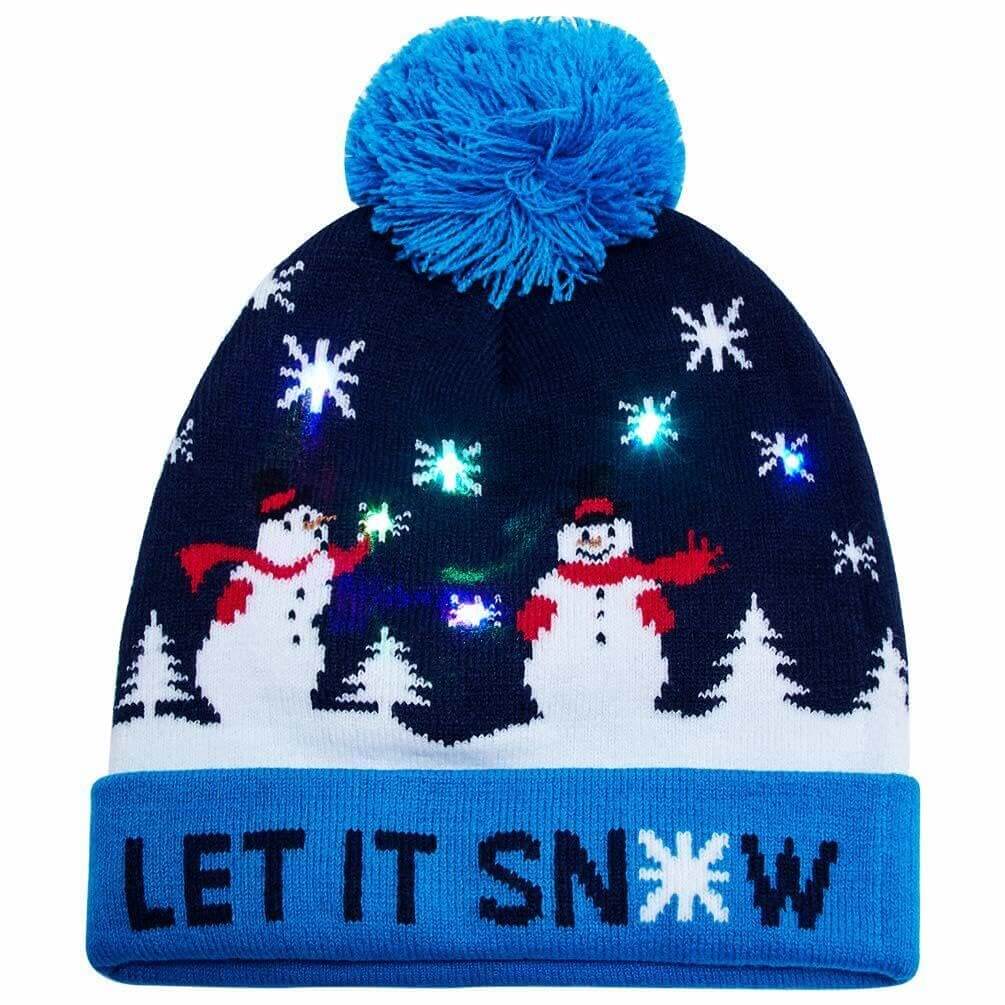 AIDEAONE LED Cappello da Festa per Maglione Brutto Illuminato a Maglia Berretti Natalizi per la Festa di Natale