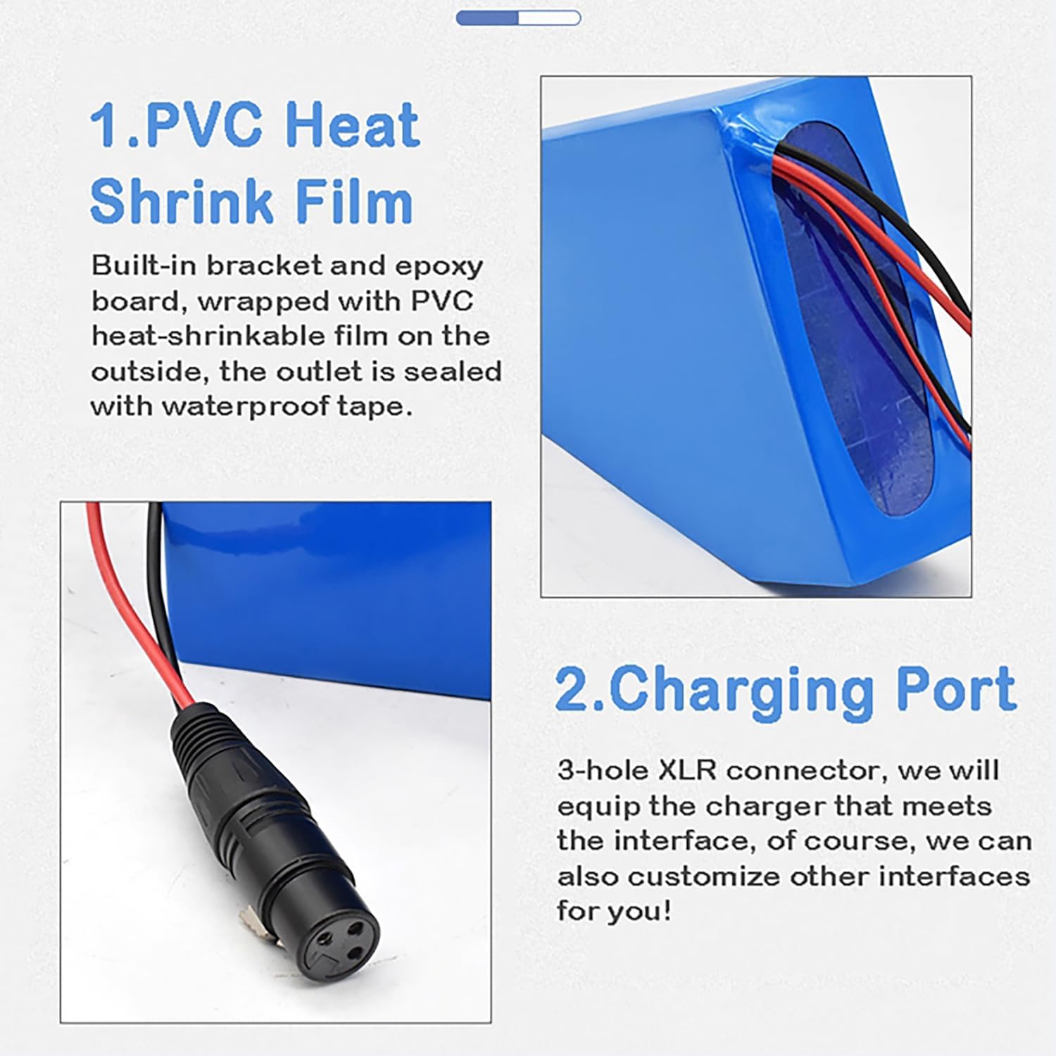 Batteria triangolare per bici elettrica, 36 V, 48 V, 52 V, 20 Ah – 30 Ah, batteria al litio con caricabatterie rapido + BMS + borsa triangolare, per motori da 0 a 2000 W, 36 V, 22,5 Ah (XT60)