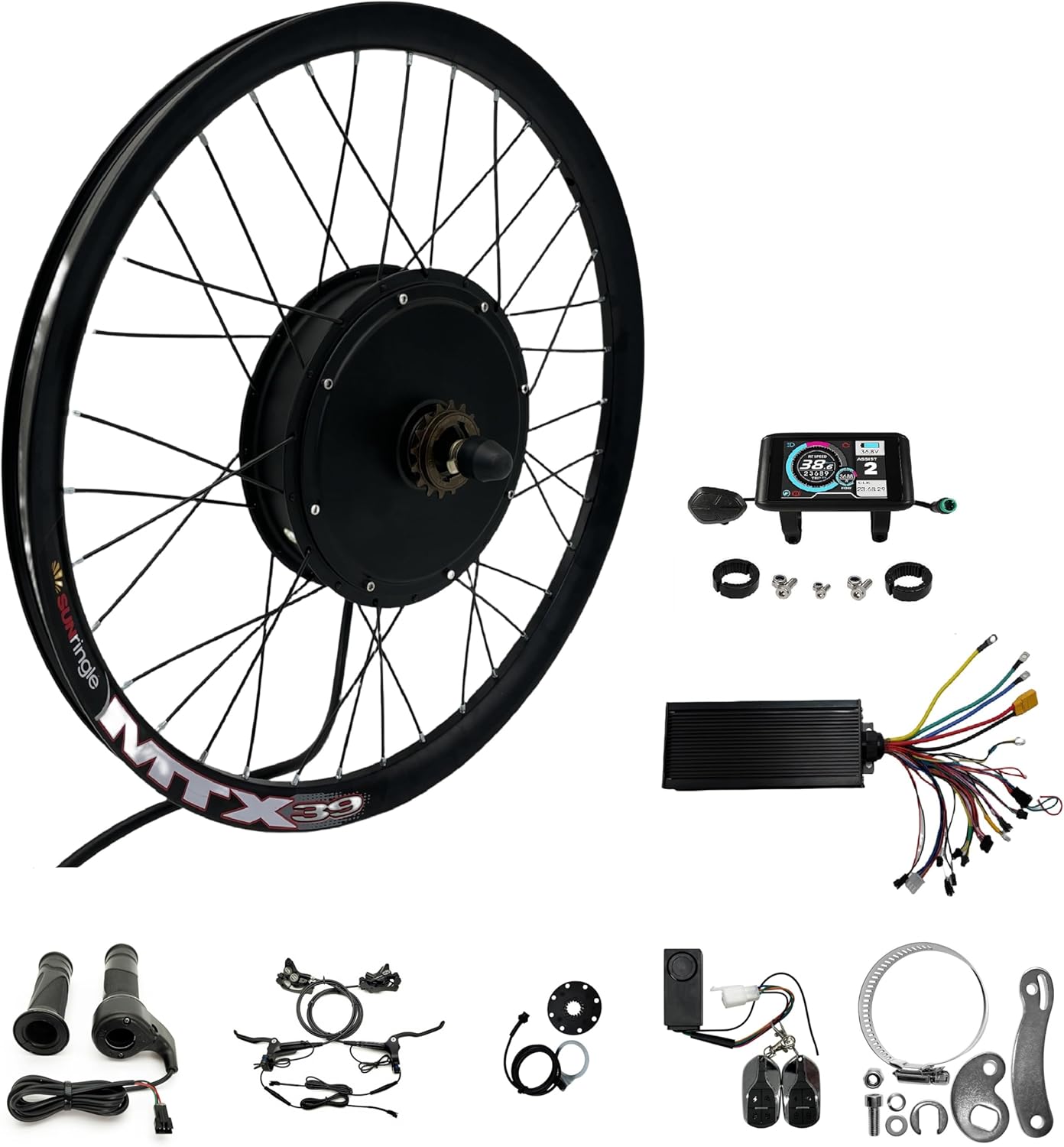 Kit di Conversione E-bike MTX39, Motore Posteriore 72V 3000W, Compatibile con Ruote 20", 24", 26", 27,5", 29", 700C
