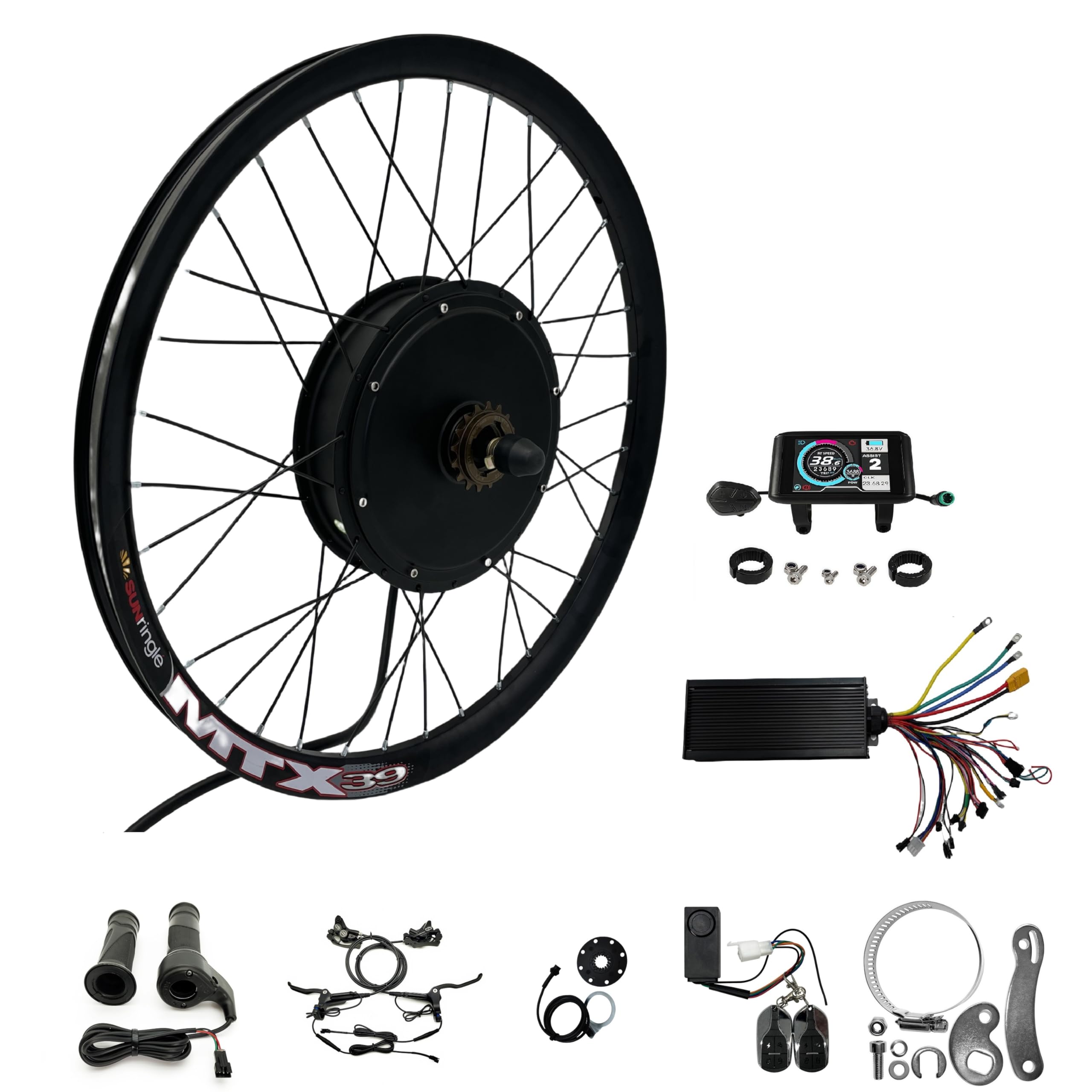 Kit di Conversione E-bike MTX39, Motore Posteriore 72V 3000W, Compatibile con Ruote 20", 24", 26", 27,5", 29", 700C