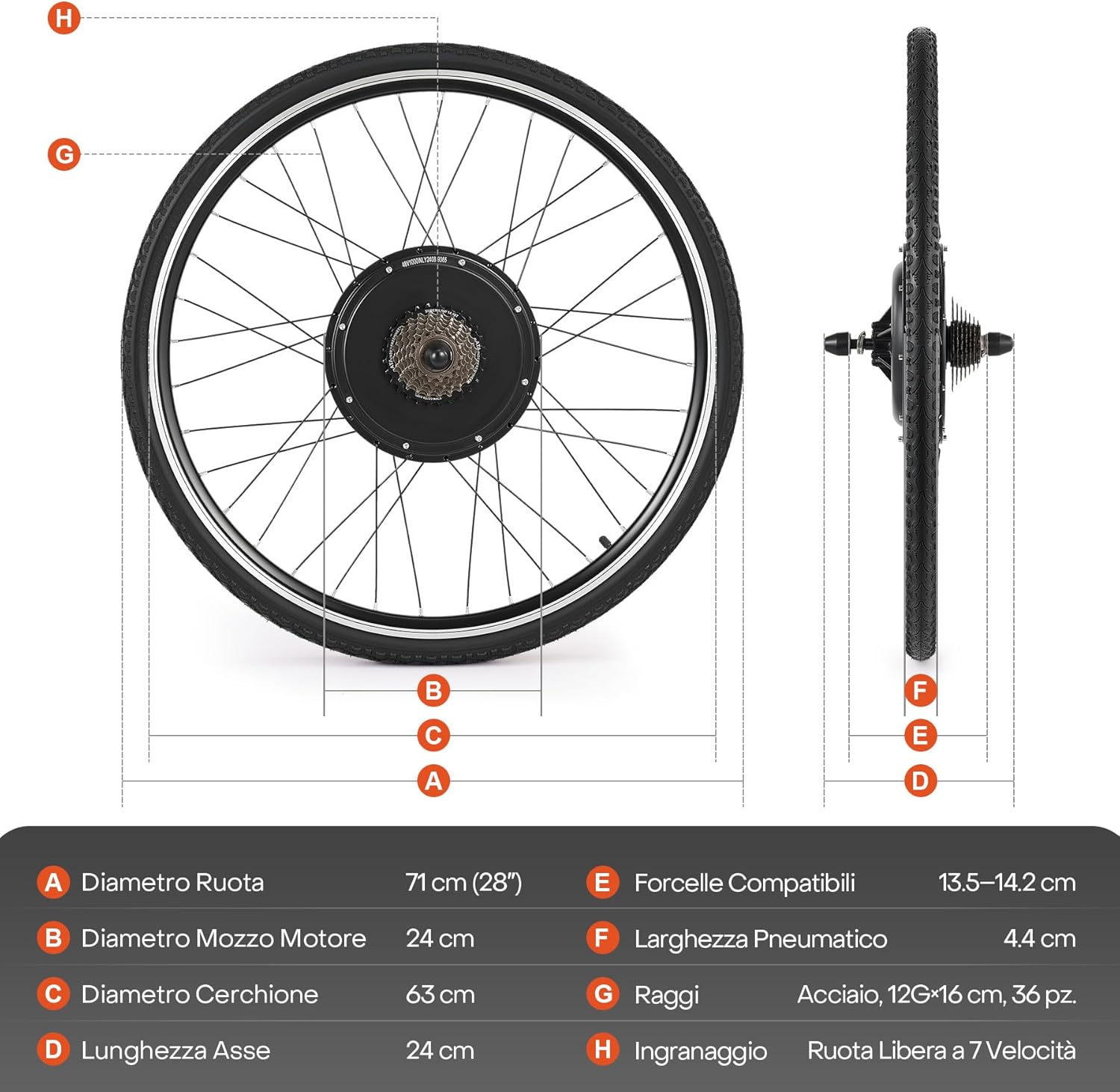 CO-Z 500W/1000W Kit Bici Elettrica 26/28 Pollici Kit Conversione Motore Bici Elettrica Ruota Posteriore e Anteriore Compatibile Batteria da 36V/48V con Pannello LCD e Sistema PAS