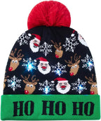 AIDEAONE LED Cappello da Festa per Maglione Brutto Illuminato a Maglia Berretti Natalizi per la Festa di Natale