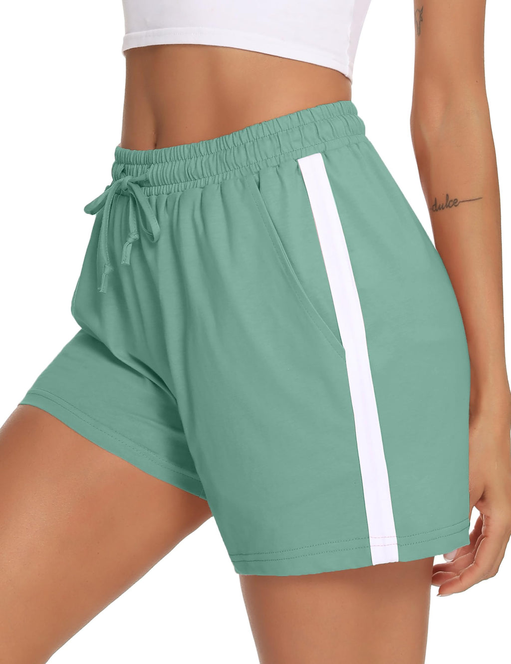 Litherday Pantaloncini Donna Estivi Cotone con Tasche Comodi Shorts Sportivi Morbidi per Casa Yoga Jogging Casual S-XXL