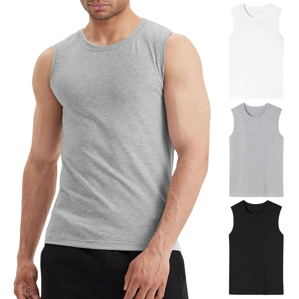 LiKing Pacco da 3/6 Canotta Uomo,100% Cotone,Tank Top Sportive Allenamento Canotte Elasticizzato Stringer Vest,Senza Maniche,con Scollo Rotondo,Casual Canotte estive Smanicato Uomo
