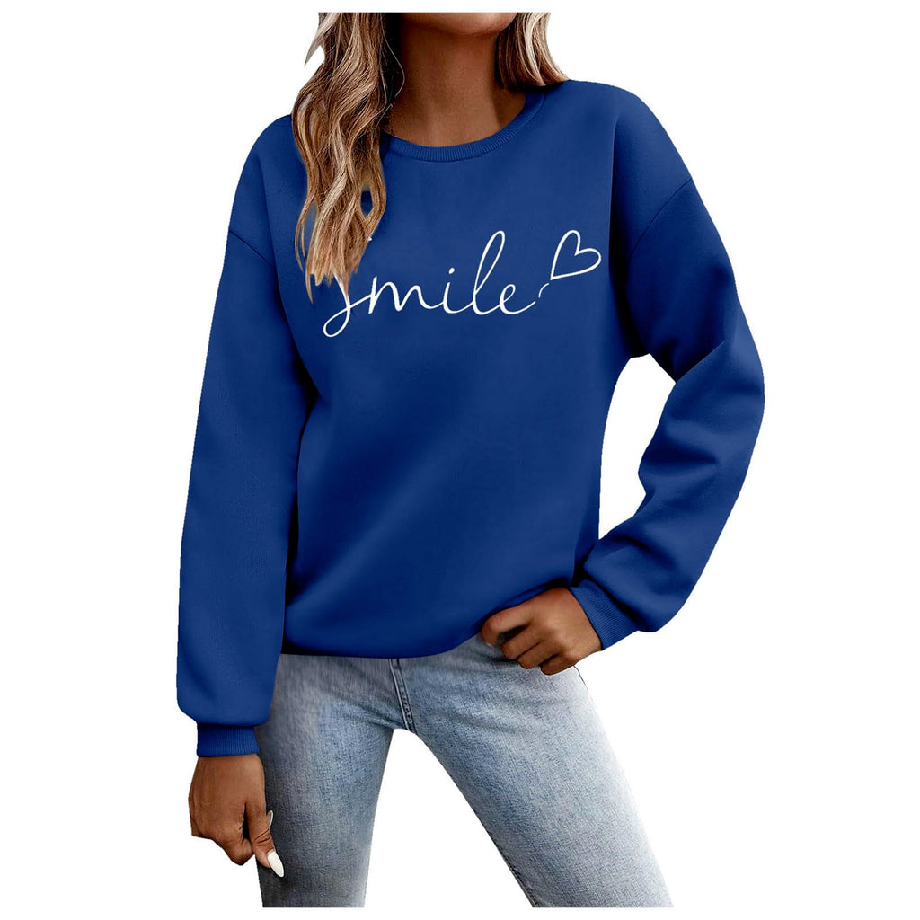 Felpa Donna - Felpa con Lettere Stampato Maniche Lunghe Girocollo Maglione Autunno Inverno Donna Lettere Stampato Comodo Casual Top Sportivo Streetwear Top