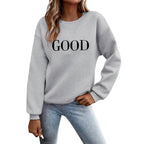 Felpa Donna - Felpa con Lettere Stampato Maniche Lunghe Girocollo Maglione Autunno Inverno Donna Lettere Stampato Comodo Casual Top Sportivo Streetwear Top