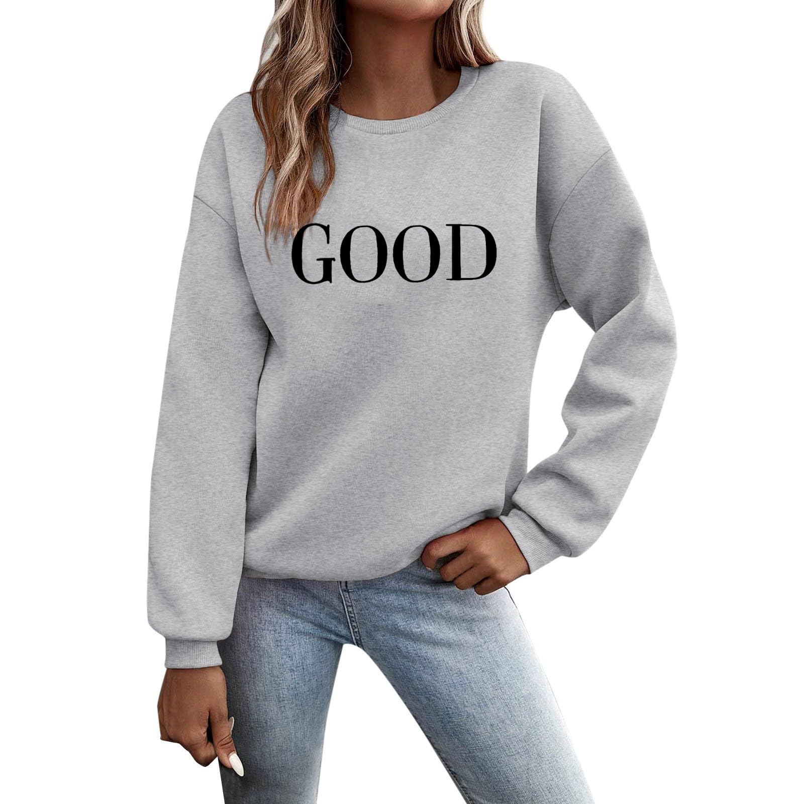 Felpa Donna - Felpa con Lettere Stampato Maniche Lunghe Girocollo Maglione Autunno Inverno Donna Lettere Stampato Comodo Casual Top Sportivo Streetwear Top