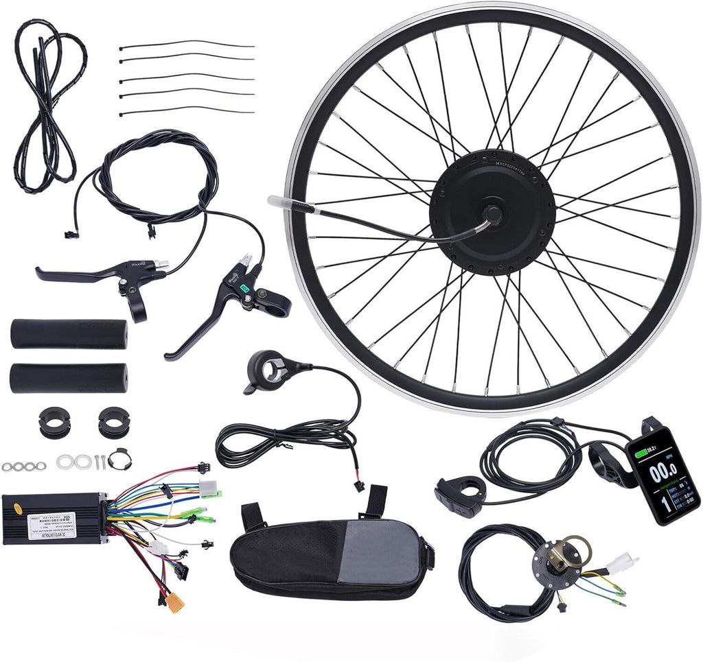 Kit di conversione per bicicletta elettrica, 27,5 pollici, 36 V, 500 W, motoreelettrico, max 35-40 km/h, con display LCD e trazione anteriore