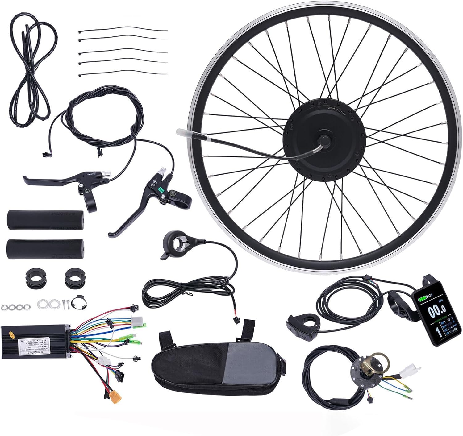 Kit di conversione per bicicletta elettrica, 27,5 pollici, 36 V, 500 W, motoreelettrico, max 35-40 km/h, con display LCD e trazione anteriore