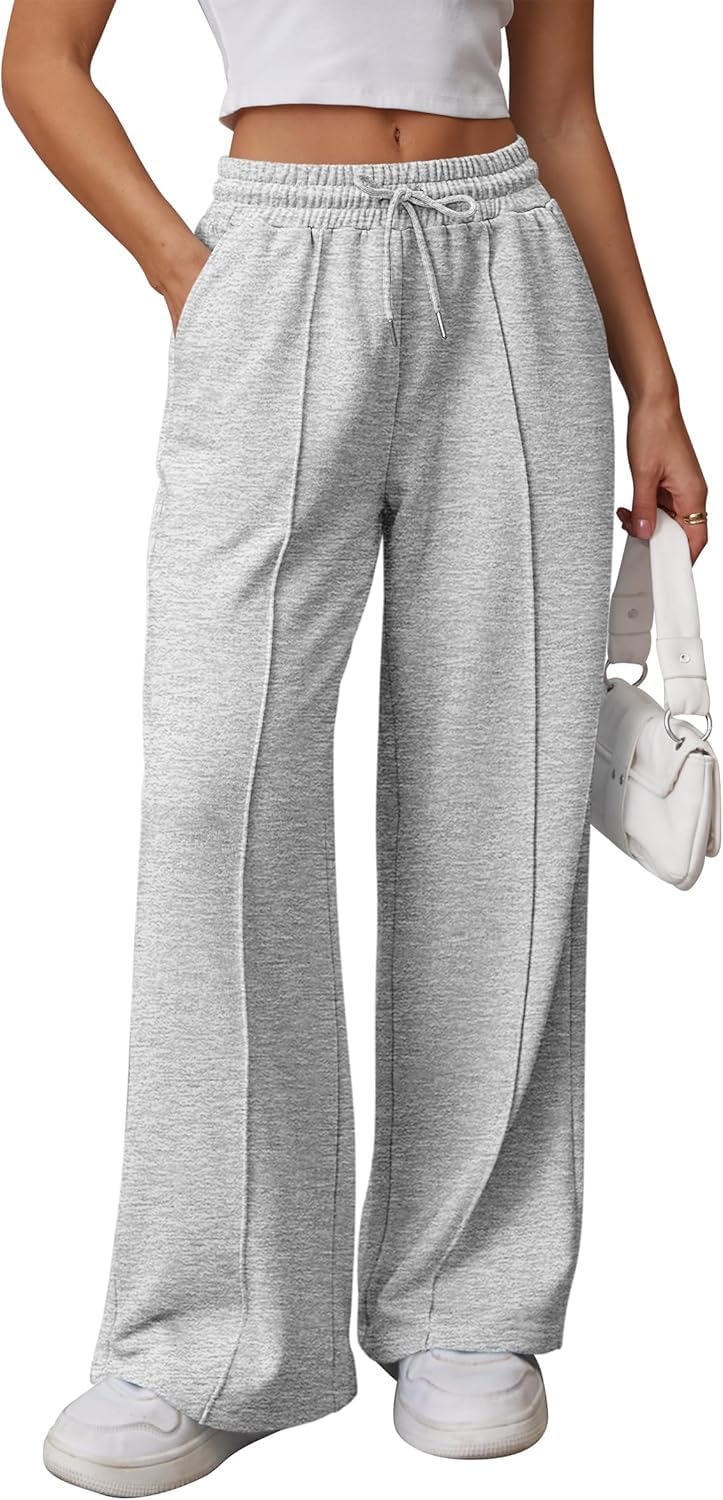 Pantaloni Tuta Donna Larghi Lunghi con Tasche e Coulisse Pantaloni Donna Jogging Autunno con Elastico in Vita Tinta Unita Casual Yoga Sweatpants Baggy