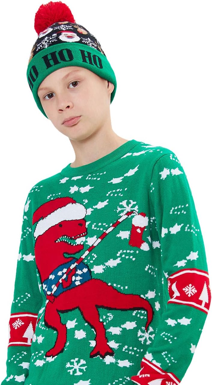 AIDEAONE LED Cappello da Festa per Maglione Brutto Illuminato a Maglia Berretti Natalizi per la Festa di Natale