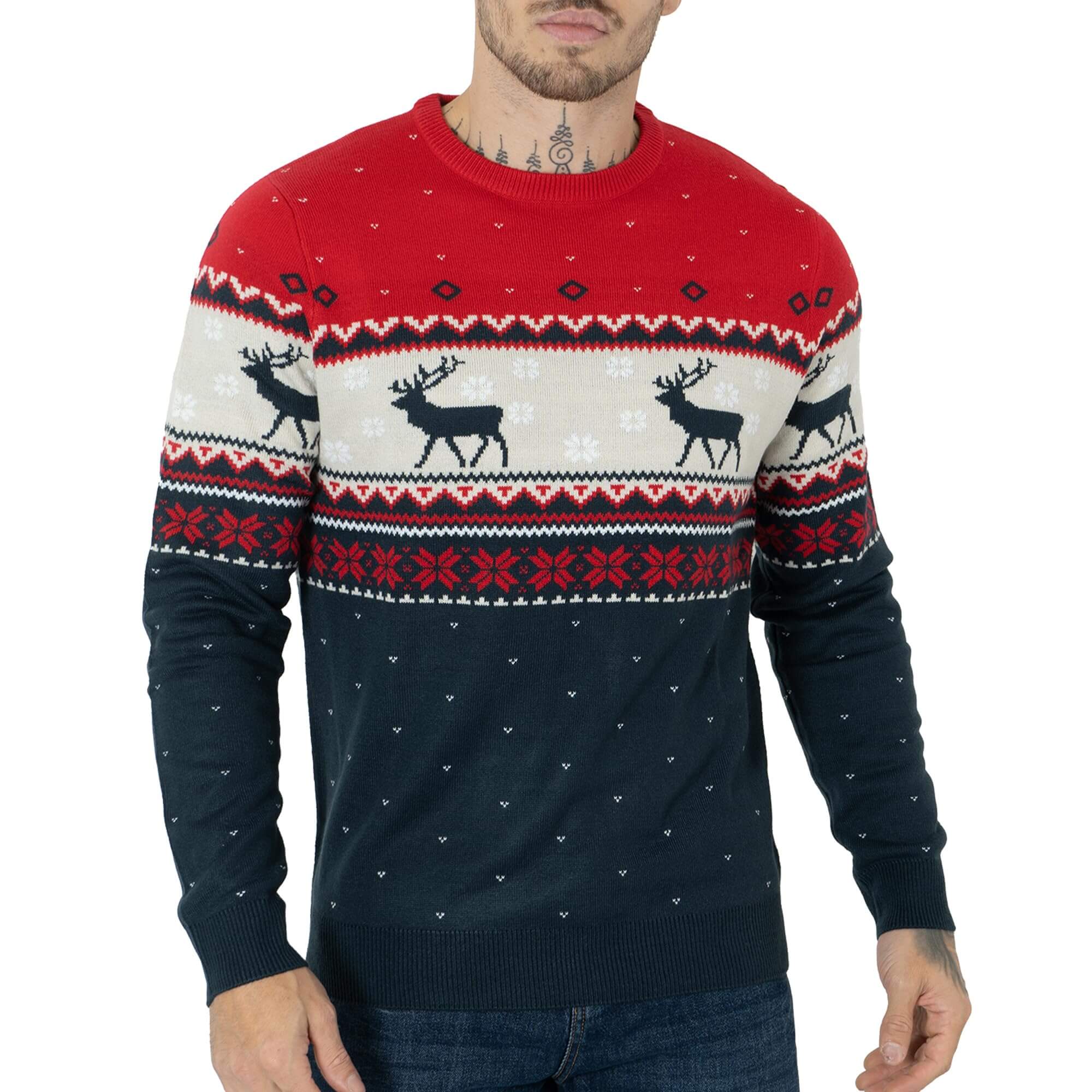 NOROZE novità Maglione Natalizio Lavorato a Maglia da Uomo | Brutti Maglioni Natalizi | Maglione Invernale da Uomo con Girocollo a Maniche Lunghe