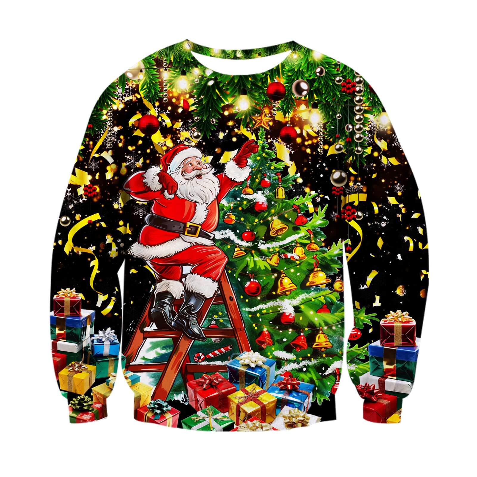RAISEVERN Natale Felpe a Maglia Uomo Ugly Funny Manica Lunga Brutto Christmas Pullover, S-XXL