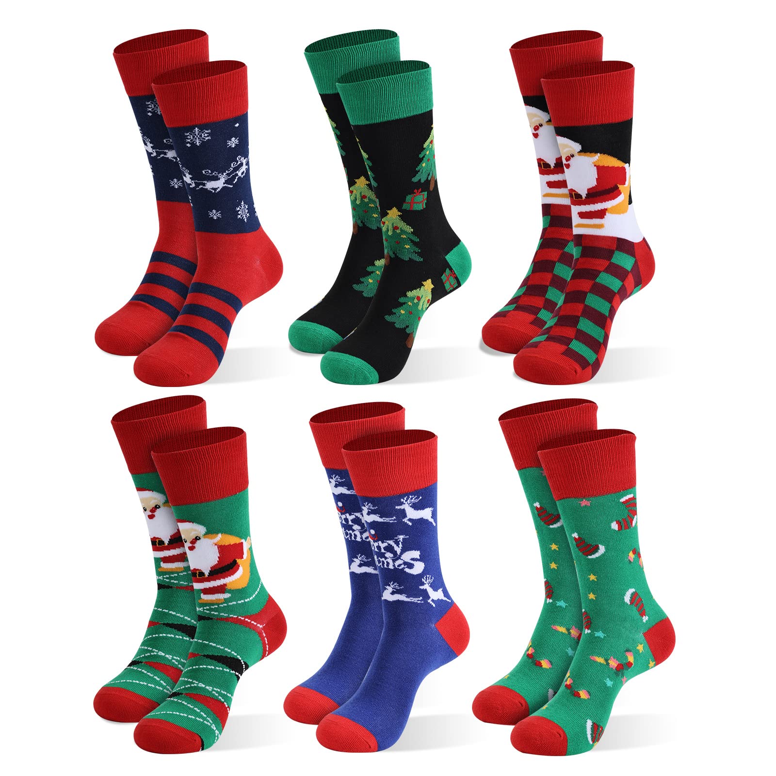 Calze di Natale per gli uomini, 6 Pack Mens Calze di Natale, Calze di Natale IT Taglia 37-46