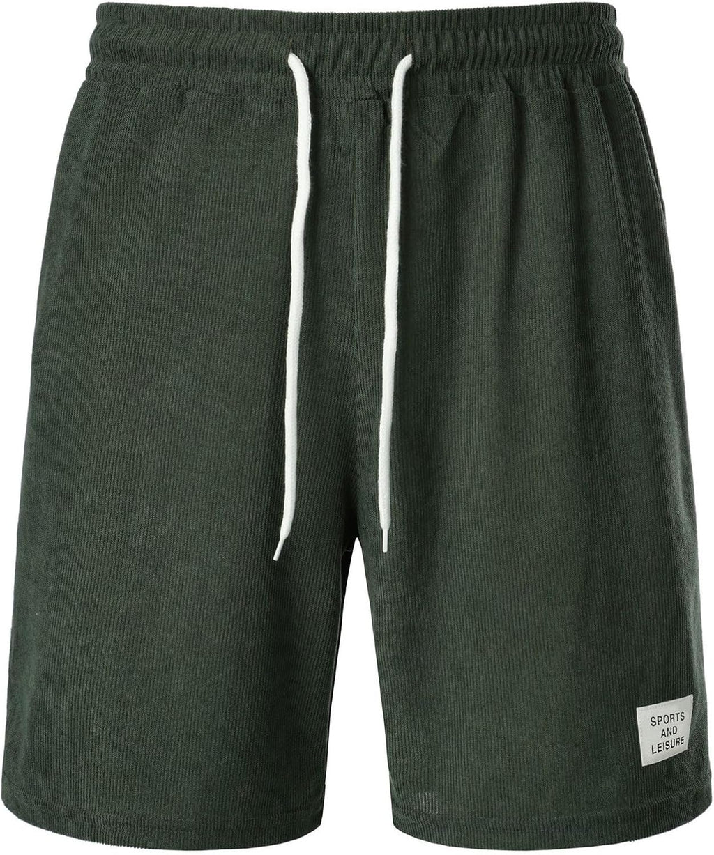 Pantaloncini Casual da Uomo Moda Estiva Sistema Tinta Unita Pantaloni Sportivi in Velluto a Coste Stile Semplice Pantalone Ginnastica