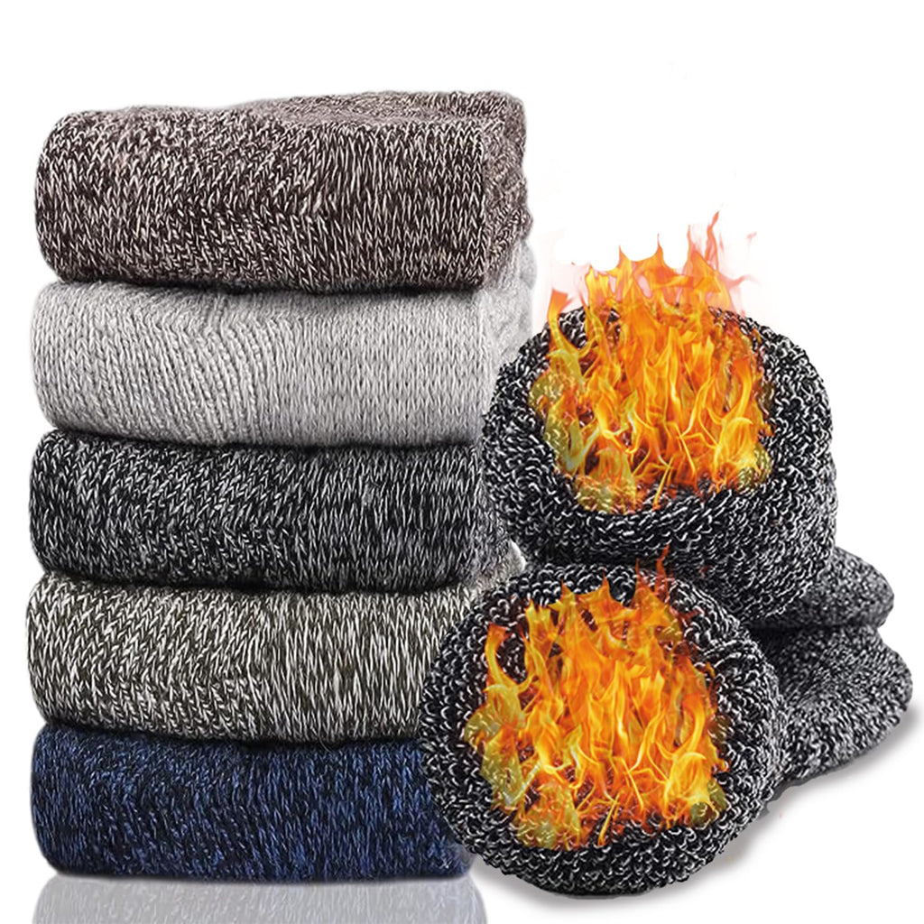 Hocerlu Calze Termiche Donna, 5 Paia Calzini Calde Invernali Donna, Calzettoni Termici Spugna Morbidi Comodi, Per Passeggiate Escursioni Lavoro Regali, Taglia 35-42