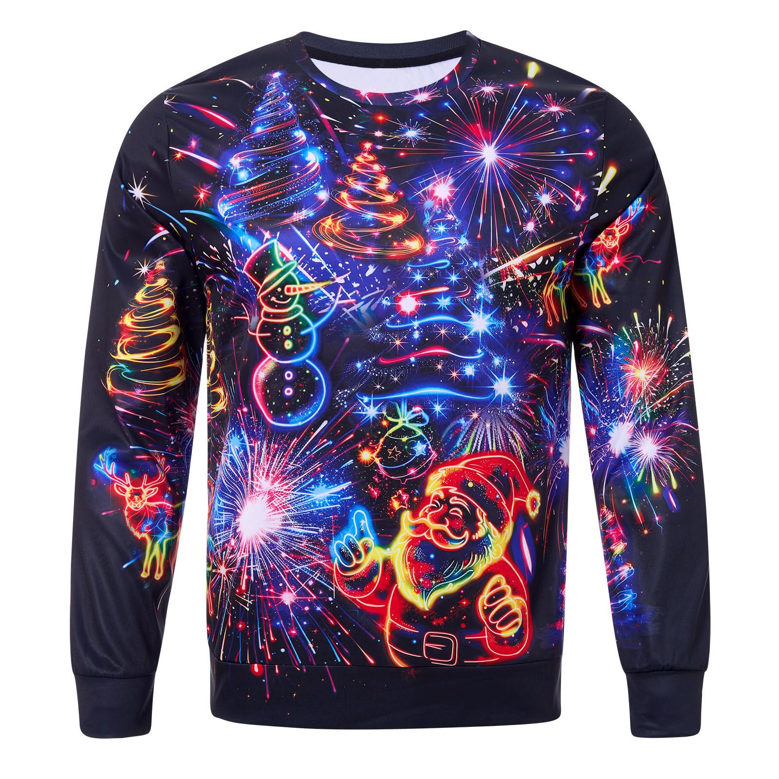 RAISEVERN Natale Felpe a Maglia Uomo Ugly Funny Manica Lunga Brutto Christmas Pullover, S-XXL