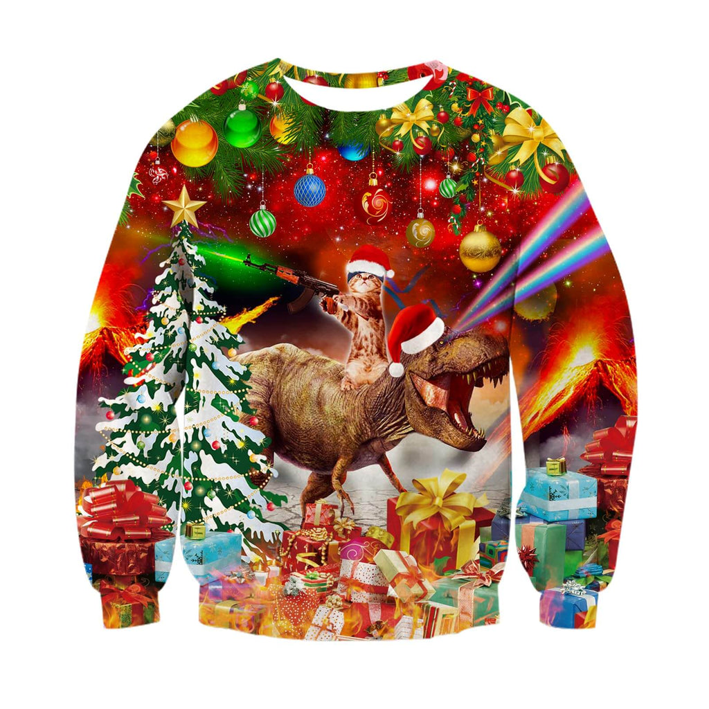 RAISEVERN Natale Felpe a Maglia Uomo Ugly Funny Manica Lunga Brutto Christmas Pullover, S-XXL