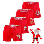 Trendy Boy Set da 4 Boxer in Cotone da Uomo – Boxer di Natale, vestibilità Regolare, Intimo Quotidiano Morbido e Traspirante