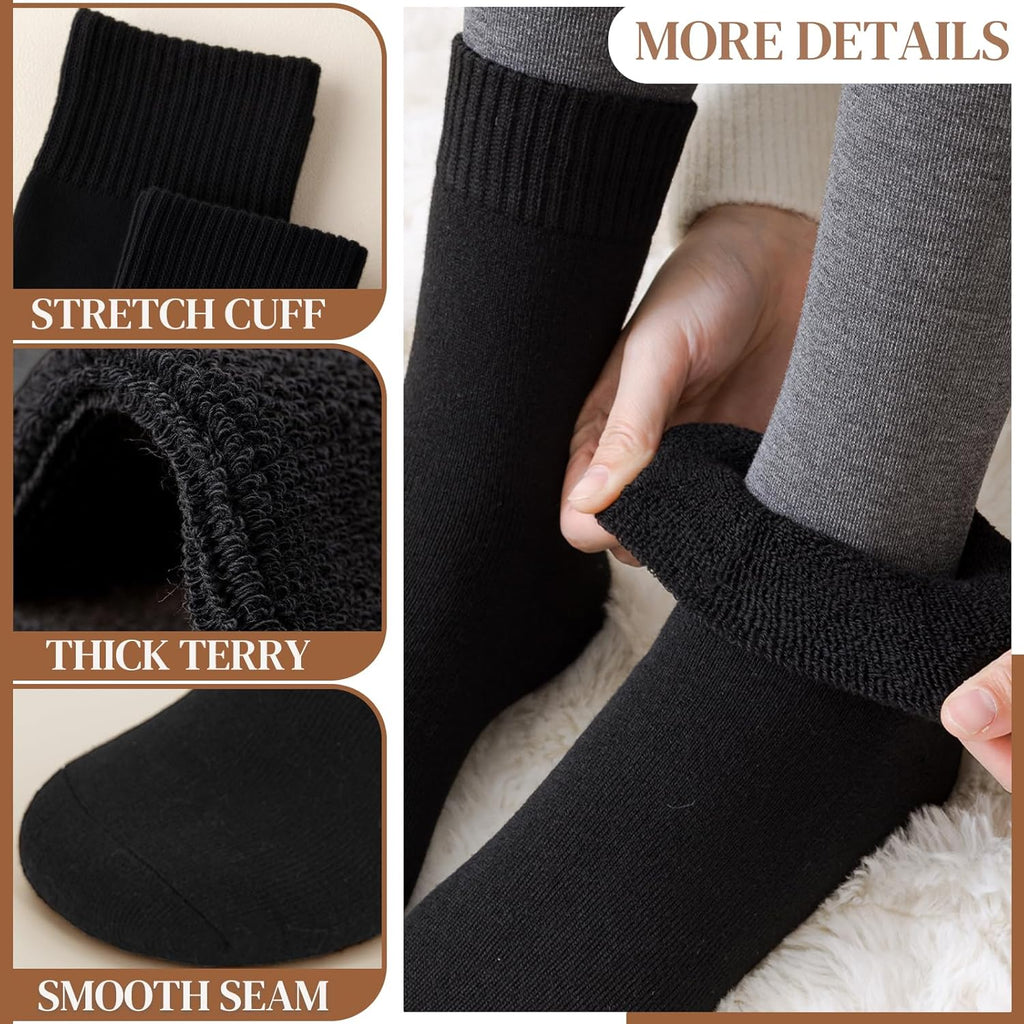 Hocerlu Calze Termiche Donna, 5 Paia Calzini Calde Invernali Donna, Calzettoni Termici Spugna Morbidi Comodi, Per Passeggiate Escursioni Lavoro Regali, Taglia 35-42