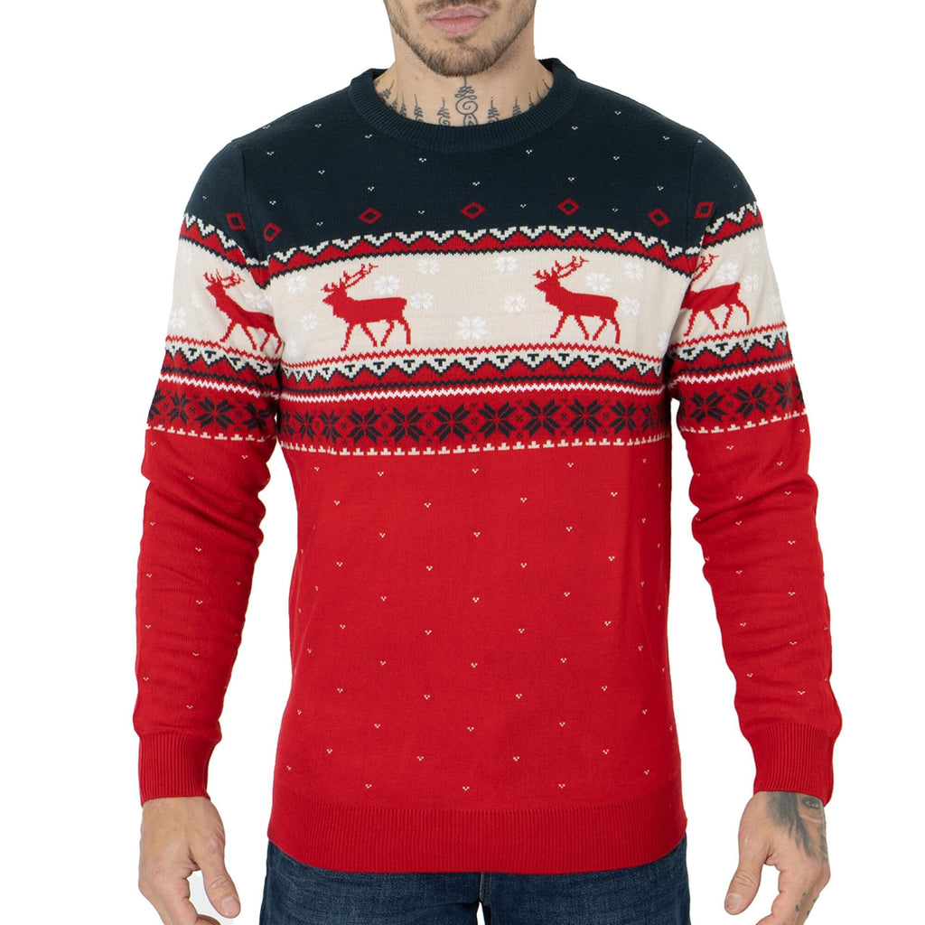 NOROZE novità Maglione Natalizio Lavorato a Maglia da Uomo | Brutti Maglioni Natalizi | Maglione Invernale da Uomo con Girocollo a Maniche Lunghe