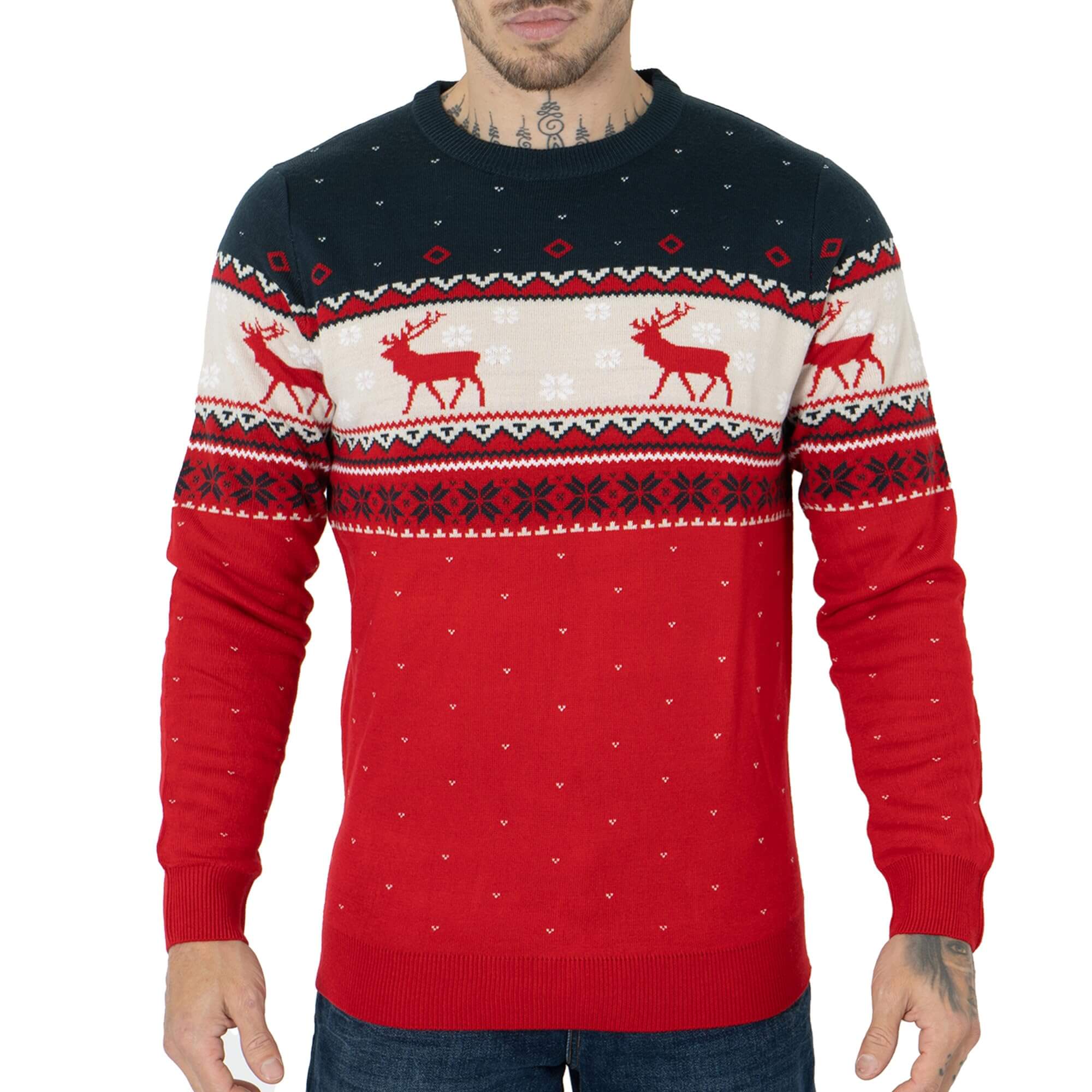 NOROZE novità Maglione Natalizio Lavorato a Maglia da Uomo | Brutti Maglioni Natalizi | Maglione Invernale da Uomo con Girocollo a Maniche Lunghe