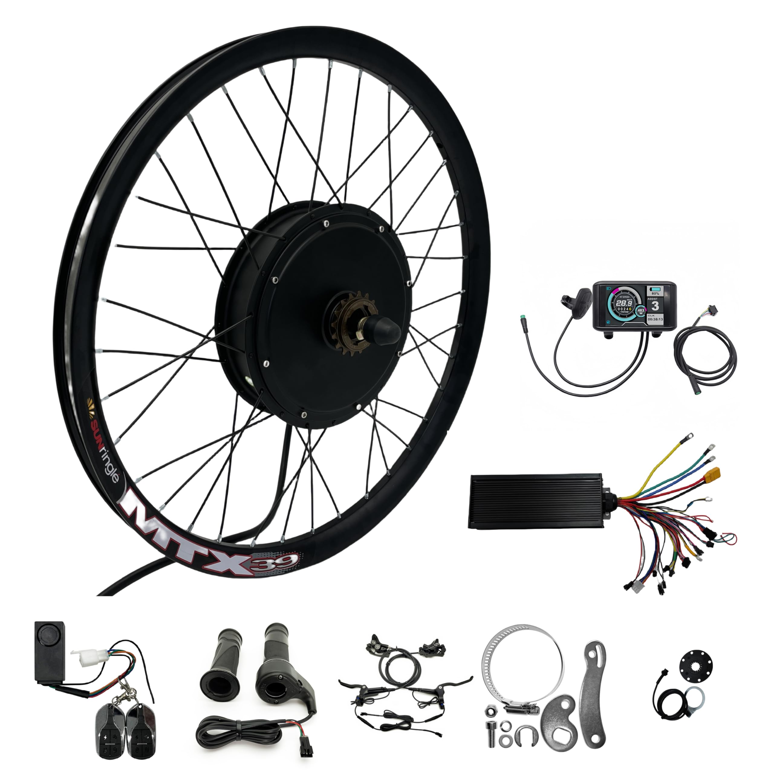 Kit di Conversione E-bike MTX39, Motore Posteriore 72V 3000W, Compatibile con Ruote 20", 24", 26", 27,5", 29", 700C