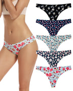 VOENXE Perizoma Mutande Donna Senza Cuciture,Slip Tanga Brasiliana Microfibra,Mutanda Taglio Laser,Seamless Women Thong,Invisibili Intimo Underwear Panties,Perizomi Vita Media Multipack,Pacco da 5
