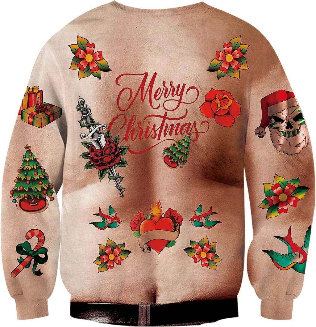 RAISEVERN Natale Felpe a Maglia Uomo Ugly Funny Manica Lunga Brutto Christmas Pullover, S-XXL