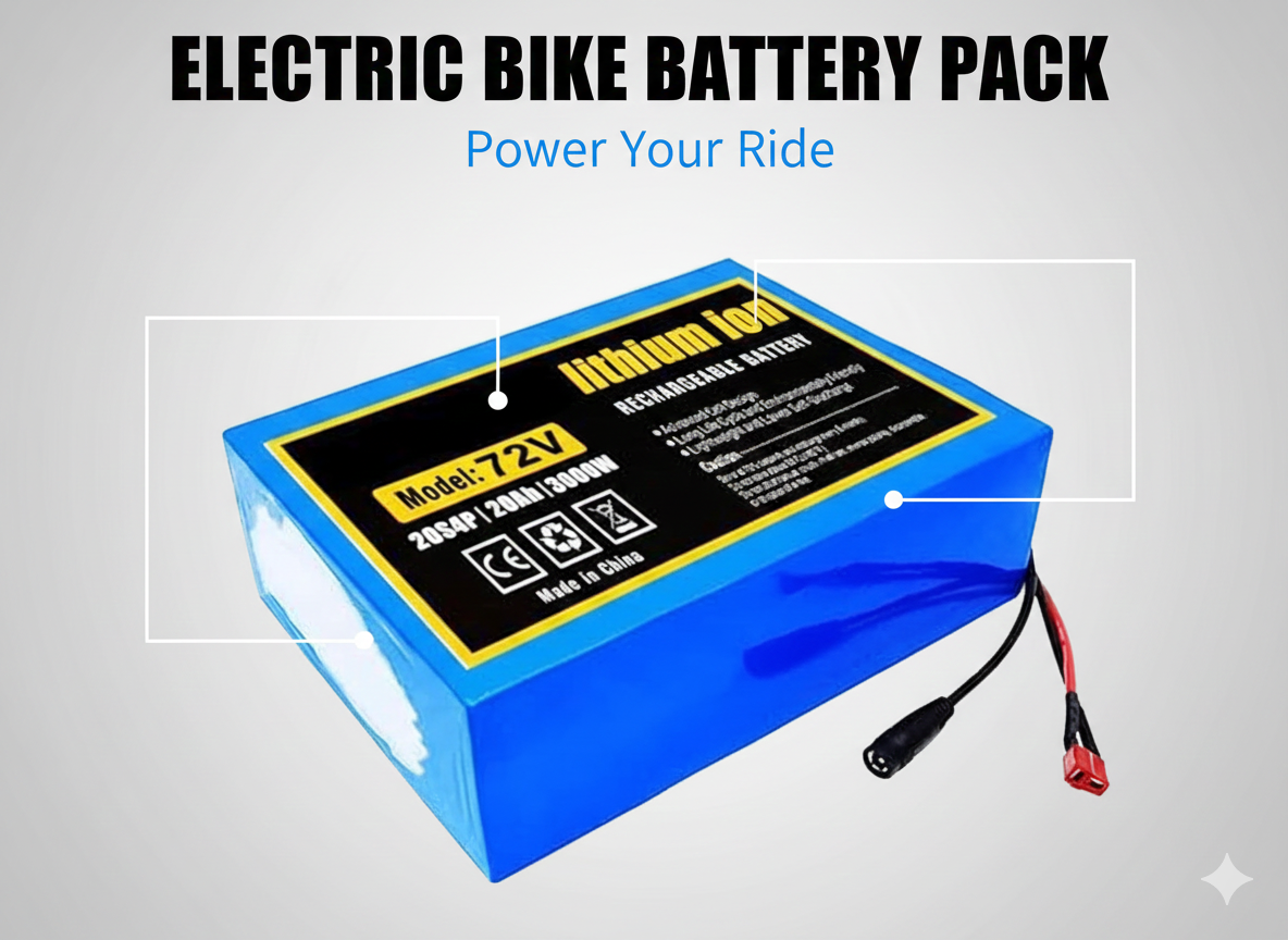 Batteria per Bici elettrica 72V 20Ah, Batterie da bicicletta 72V 20000MAh Impermeabile PVC Maniglia Portatile BMS incorporato